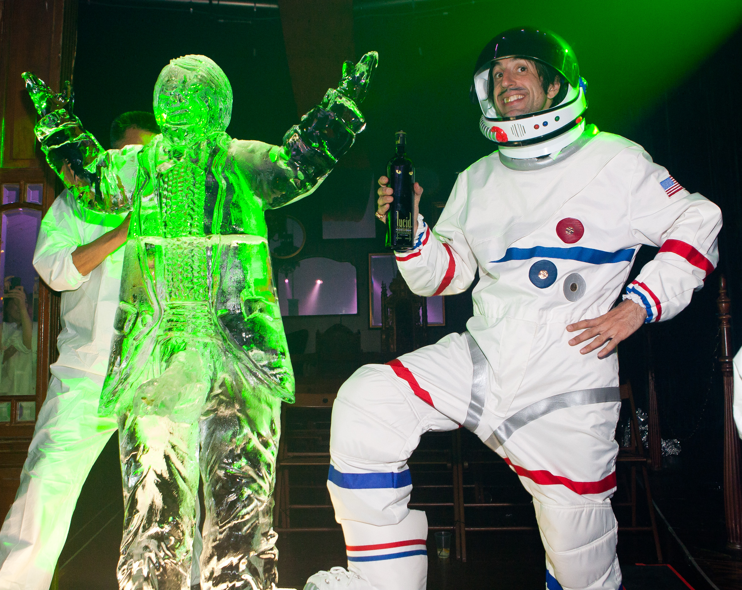 The Gazillionaire in a astronaut suit during Absinthe anniversary party